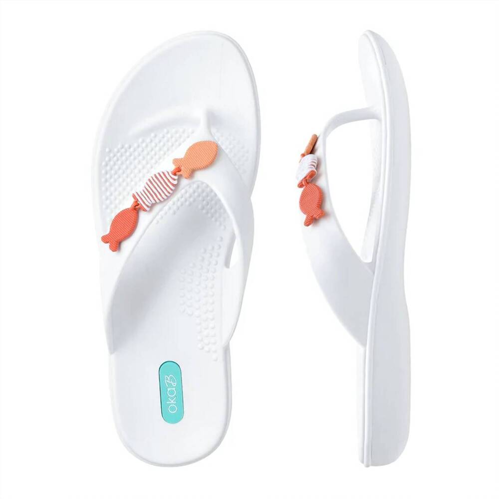 NEW OKA-B women bodie flip flops in salt/guava
